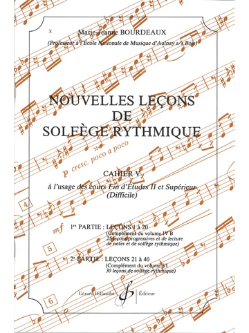 Nouvelles leçons de solfège rythmique. Volume 5 Visuel